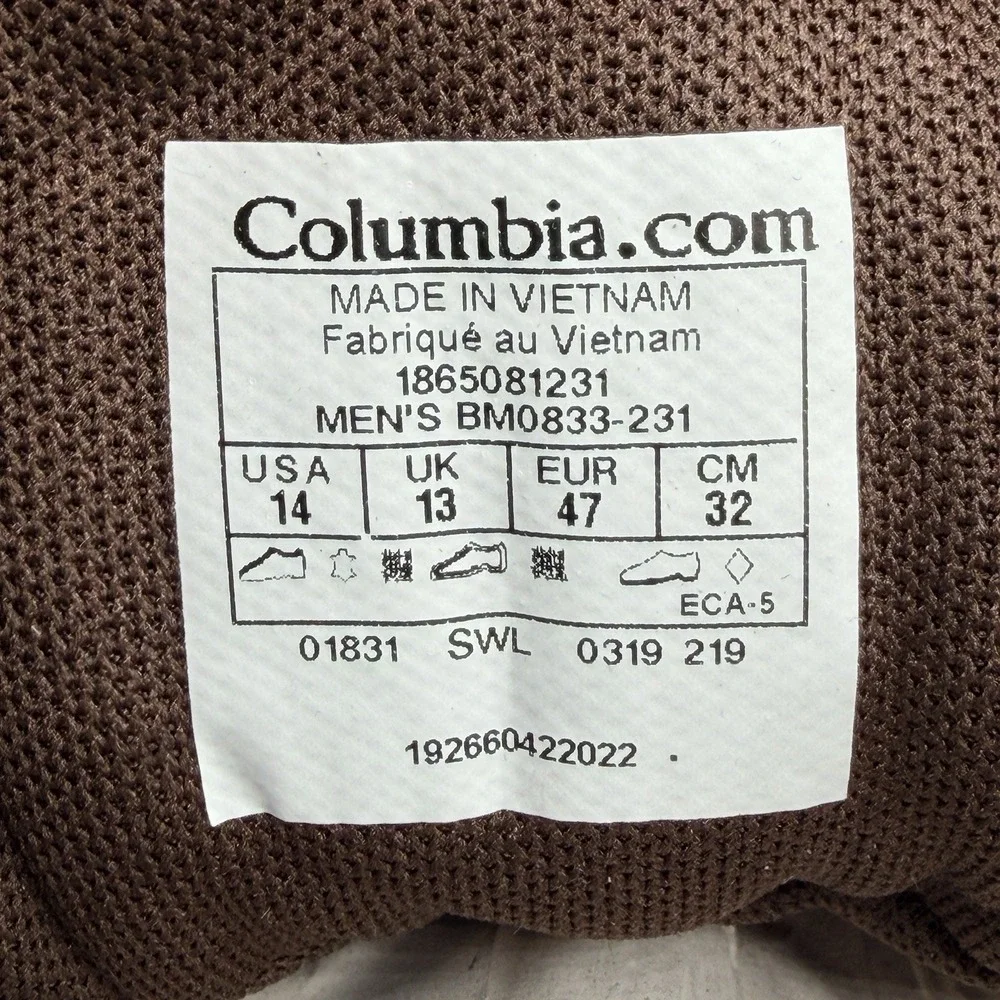 Columbia Men's 14 Hiking Boots Brown Redmond V2 Mid Waterproof Leather Shoes